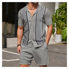 Hehope Summer Male Ice Silk Short-sleeved Two-piece Set Business Casual Men's Suit Men's Clothing High Quality Men's Two-piece Set Gym