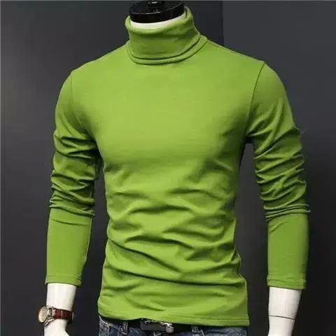 Hehope Korean Thin Half High Collar Base Shirt Men's Solid Casual Versatile Fashion Temperament Simple Patchwork Daily Long Sleeved Top