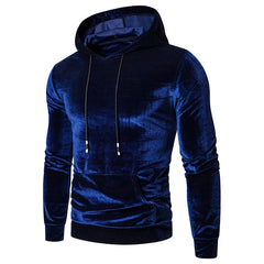 Hehope Casual Velvet Hooded Sweatshirt For Men Fashion Pure Color Fleece Hoodie Leisure Slim Fit Long Sleeve Hoodie Mens Autumn Winter