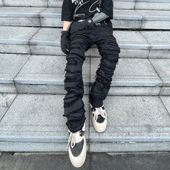 Hehope Ripped Jeans Men Hip Hop Y2k Vintage Slim Black Trousers Autumn Winter High Street Fit Cool Skinny Stacked Wax Hole Denim Pants