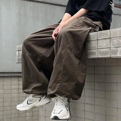 Hehope Vintage Baggy Cargo Pants Men Cotton Wide Leg Trousers Male Oversize Retro Loose Casual Japanese Streetwear Hip Hop