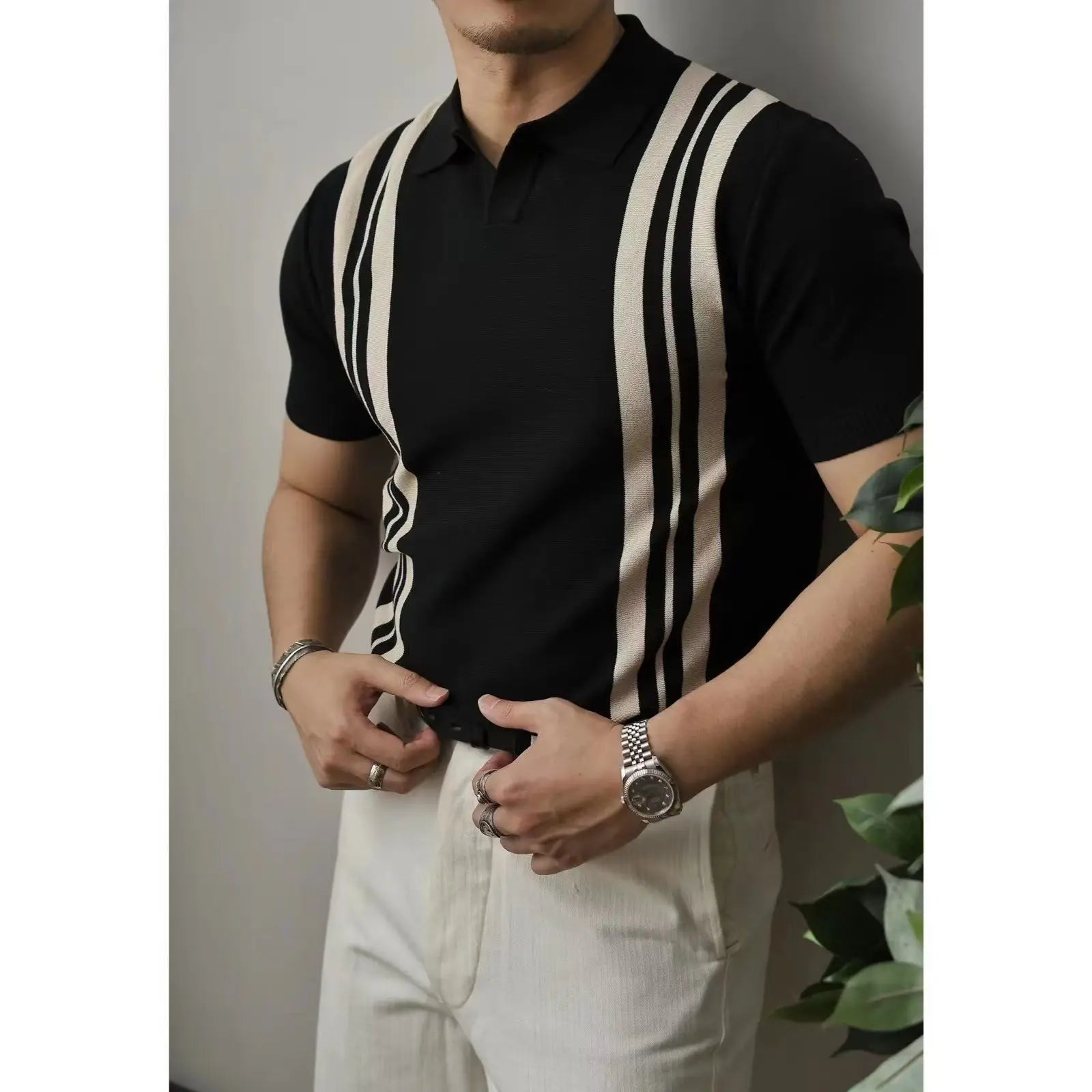 Hehope Summer Men Solid Zipper Knitted Polo Shirt Streetwear Fashion Male Clothes Lapel Slim Basic Business Casual Short Sleeve Tops