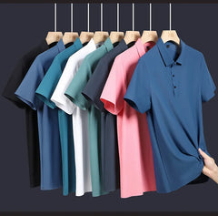 Hehope New Dad Summer Traceless Quick Drying Ice Silk Short Sleeve Men'S Fashion Versatile Ultra Thin Comfortable Loose Lapel Top