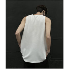 Hehope Summer Men's Letter Embroidery Tank Top Black White Oversized Sleeveless T-shirts for Men