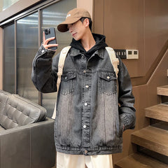 Hehope 2024 New Denim Jacket Loose Style Spring Autumn Season Youth Men Top Workwear American Style Trendy Casual Coat Multi-pocket