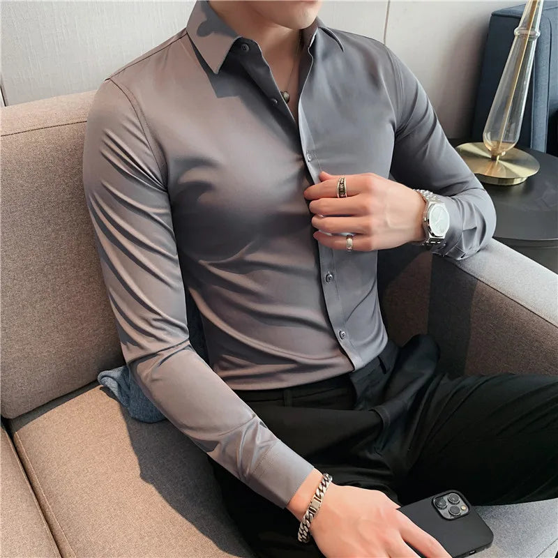 Hehope 10 Color Summer New Mens Short-sleeved Shirt Cotton Casual Business Shirt Mens Slim Solid Color Formal Shirt Men Clothing 7XL