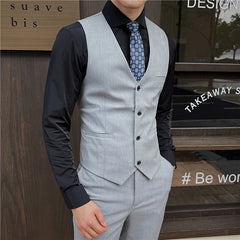 Hehope 7XL 6XL New Style Men Spring High Quality Business Suit Vest Male slim fit fashion Blazers Groom's wedding dress 3 Color