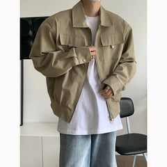 Hehope Korean Fashion High-end Jackets for Men American Niche Short Baseball Jacket Shoulder Pads Oversized Workwear Bomber Jacket Men