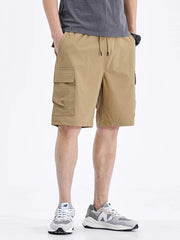 Hehope Summer Cargo Shorts Men Multi-Pocket Quick Dry Breathable Light&Thin Loose Bermuda Khaki Short Male Straight Casual Shorts