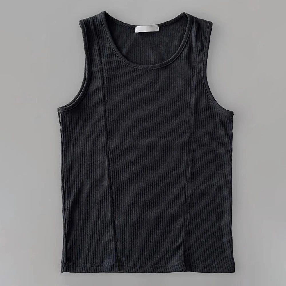 Hehope Mens Shaping Stretch Knit Vest Genderless 2024 New Fitness Sports Tight Breathable Sweat-Absorbent Solid Color Tank Top Unisex