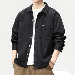 Hehope Spring and autumn new fashion men retro heavy wash coat trend everything with loose long-sleeved shirt