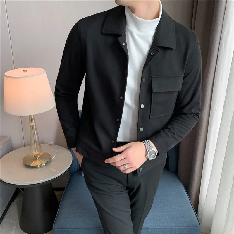 Hehope Brand Clothing Men Spring High Quality Casual Woollen Jackets/Male Fashion Solid Color Slim Fit Short Casual Coats S-3XL