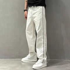 Hehope Trousers White Straight Male Cowboy Pants Retro Jeans for Men Classic Cheap Denim Aesthetic Stylish Baggy 90s Streetwear Loose