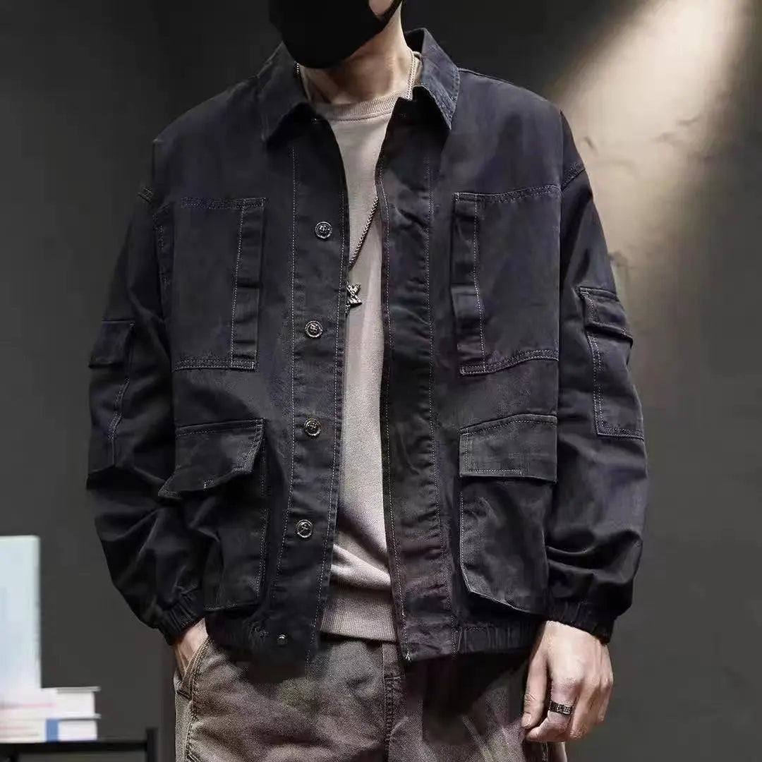 Hehope Male Jean Coats Outwear Cargo Khaki Autumn Men's Denim Jacket Big Size Menswear Cheap Price Stylish Clothing One Piece Vintage L