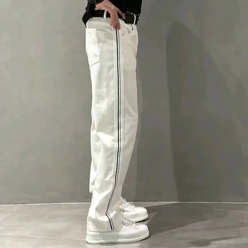 Hehope Trousers White Straight Male Cowboy Pants Retro Jeans for Men Classic Cheap Denim Aesthetic Stylish Baggy 90s Streetwear Loose