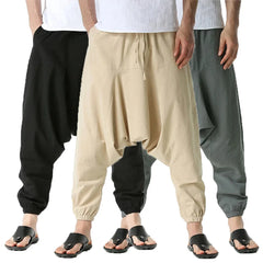 Hehope New Men Harem Pants Sweatwear Baggy Casual Yoga Loose Cotton Sport Jogging Pants Cross Pants for Men Japanese Streetwear