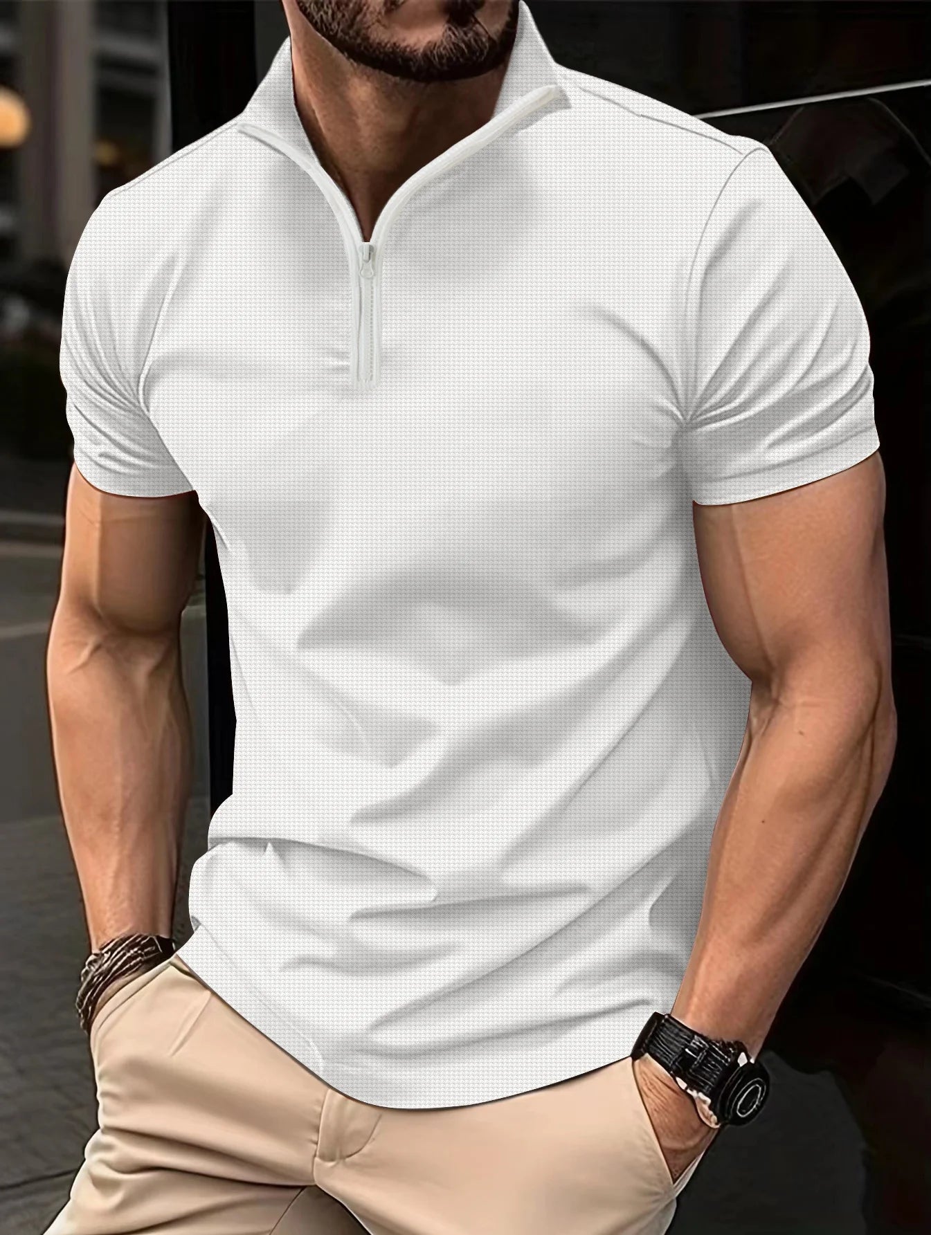 Hehope Summer Men's POLO Shirt Trend New Henry Zipper Breathable Quick Drying Fashion Business personality Street POLO Shirt