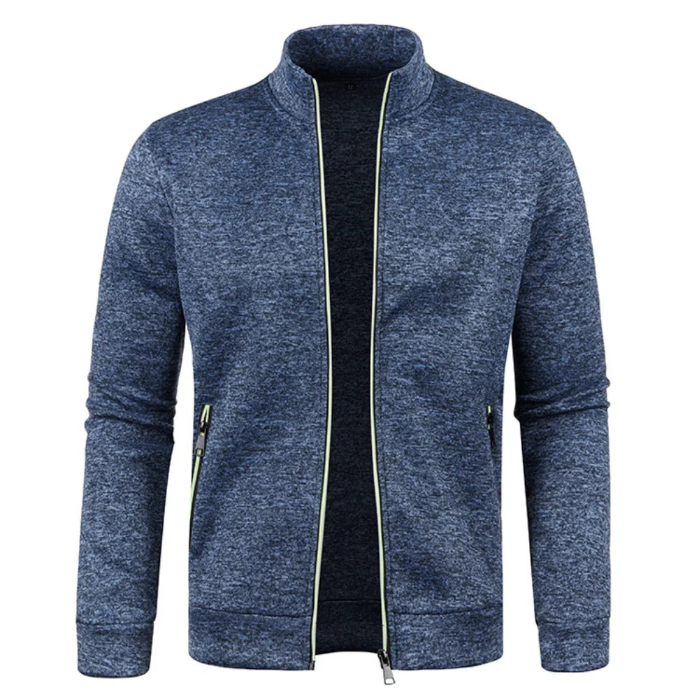 Hehope Autumn Winter Men's Zipper Knit Long Sleeves Thin Cashmere Fashion Top Sweater Coat