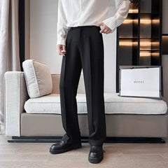 Hehope New Spring and Autumn Fashion Men's Straight Tube Loose Casual Business Versatile Dropped Wide Leg High Grade Suit Pants