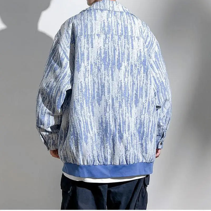 Hehope M-5XL Plus Size Men Denim Jackets with Pockets Streetwear Men Women High Quality Blue Striped Vintage Jeans Coat Clothing XXXXXL