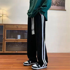 Hehope Spring Autumn fashion Loose Casual Corduroy Trousers Sport Joggers Straight Pants Hip Hop Wide leg trousers Streetwear Clothes