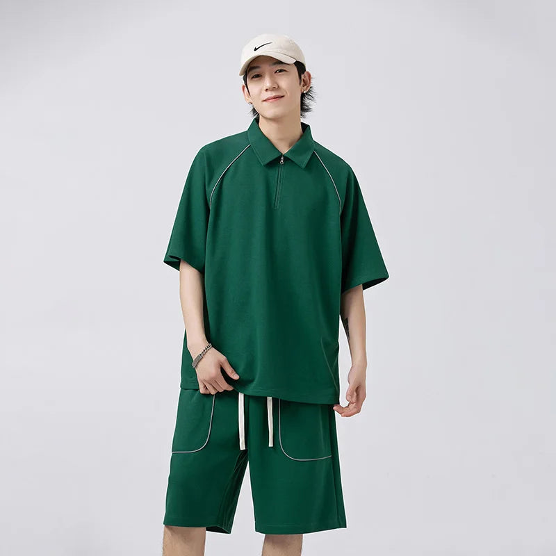 Hehope XXXL Fashion Men 2 Piece Suit Streetwear Summer Casual Short Sleeve T-Shirt + Short Trousers Male Sportswear Large Size S-3XL