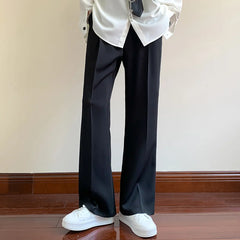 Hehope Summer Black Suit Pants Men Fashion Social Mens Dress Pants Korean Loose Bell-bottoms Pants Men Mens Office Formal Trousers