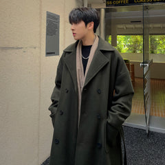 Hehope Long Coats for Men Woolen Jackets Winter Thicken Coat Trench Coats Korean Vintage Loose Heavy Jackets Men Leisure Overcoat