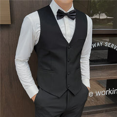 Hehope 4XL Fashion Men Vests Waistcoat Solid Color V Neck Sleeveless Buttons Blazer Plus Size Formal Business Jacket Vests