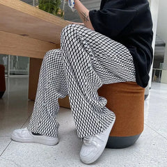 Hehope Men's Casual Pants Hip Hop Hippie Trousers Male Plaid Loose Summer Stylish Korean Style Y2k Cotton Long New in Free Shipping