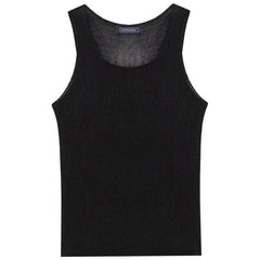 Hehope Leisure Sleeveless Breathable Thin Vest Men Knitted Solid Color Slim Fit Tank Tops Casual Bottoming Tops Mens Knitting Camisoles