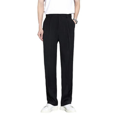 Hehope Summer New Solid Color Fashion Straight Pants Man High Street Casual Zipper Pockets Button Loose Korean Style All-match Trousers