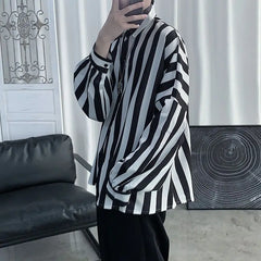 Hehope 2024 Spring and Summer Dark Series High End Pi Shuai Striped Long Sleeved Korean Edition Trendy and Handsome Loose Casual Shirt