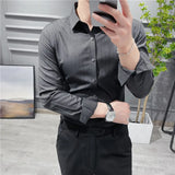 Hehope High Quality Summer Long Sleeve Striped Shirts For Men Clothing Simple Luxury Slim Fit Business Casual Formal Wear Blouses S-4XL