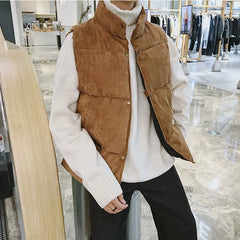 Hehope M-3XL Winter Fashion Padded Vest Male Cotton-padded Vests Coats Men Sleeveless Jackets Corduroy Warm Button Waistcoats Clothing