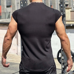 Hehope Leisure Short Sleeve O Neck Stretch Slim T-shirt Men Summer Casual Pure Color Breathable Cotton T Shirts Sports Fitness Mens Tee