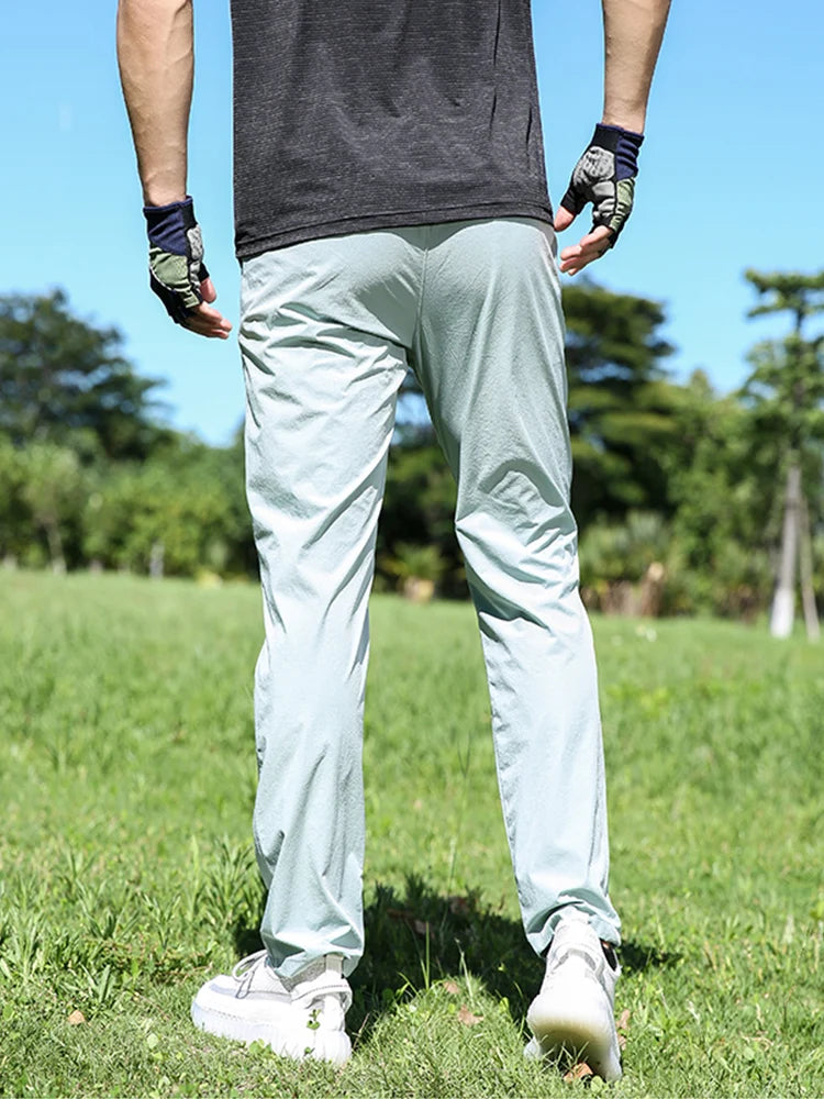 Hehope Summer Light&Thin Sweatpants Men Breathable Quick Dry Outdoor Sport Golf Trousers Male Stretch Nylon Casual Long Track Pants