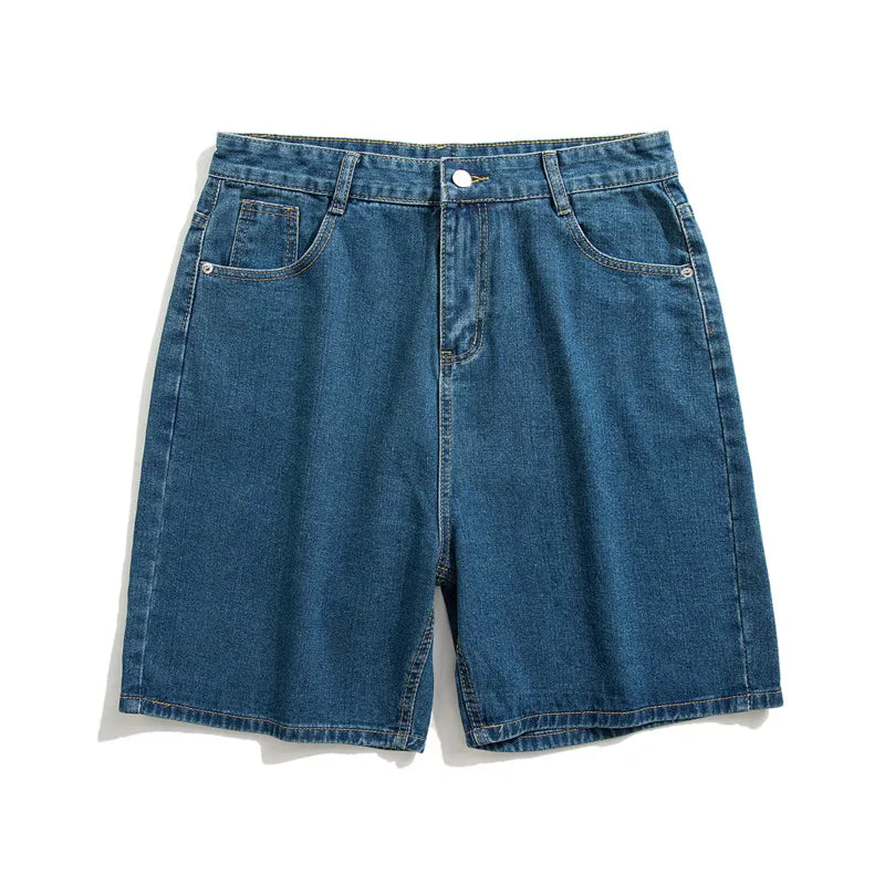 Hehope 2024 Summer Blue Denim Shorts Men Fashion Casual Straight Denim Shorts Men Streetwear Loose Hip Hop Retro Jeans Shorts M-2XL