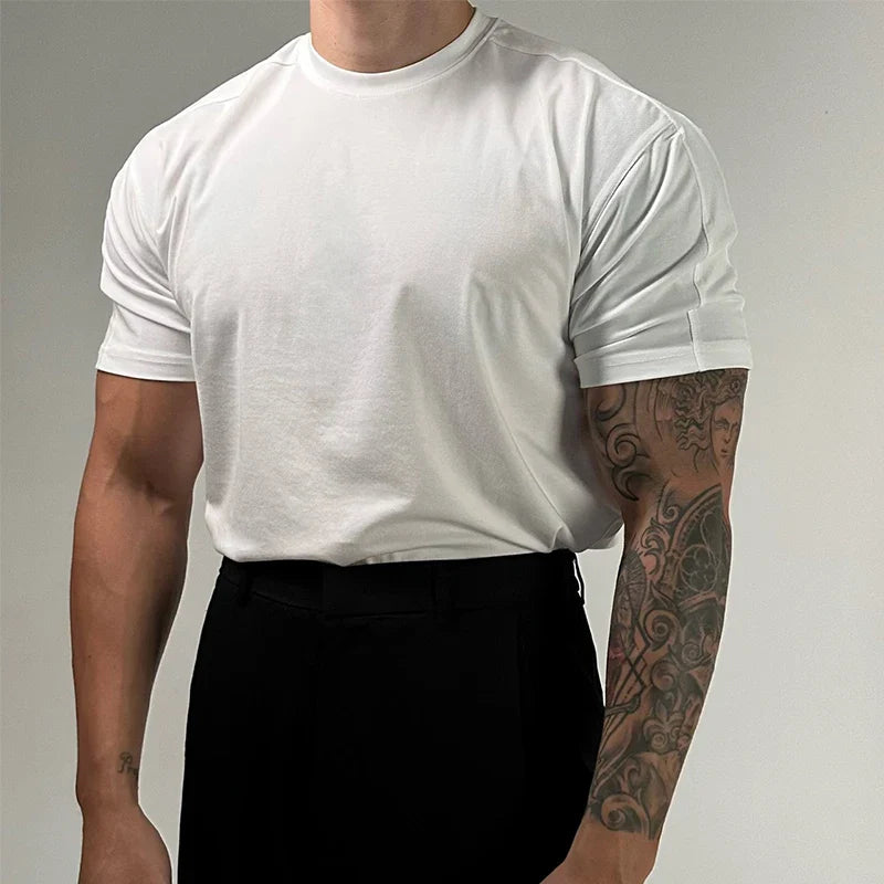 Hehope 2024 Summer New Mens T-shirts Pure Cotton Breathable Slim Short Sleeve O Neck Bottoming T Shirt Streetwear Men Casual Pullovers