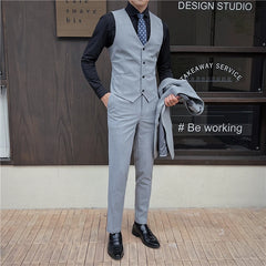 Hehope 7XL 6XL New Style Men Spring High Quality Business Suit Vest Male slim fit fashion Blazers Groom's wedding dress 3 Color