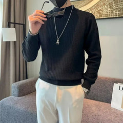 Hehope Autumn Winter Solid Knitwear Long Sleeve Sweaters Fashion Harajuku Tops Casual All Match Undershirt Thick Pullover Male Clothes