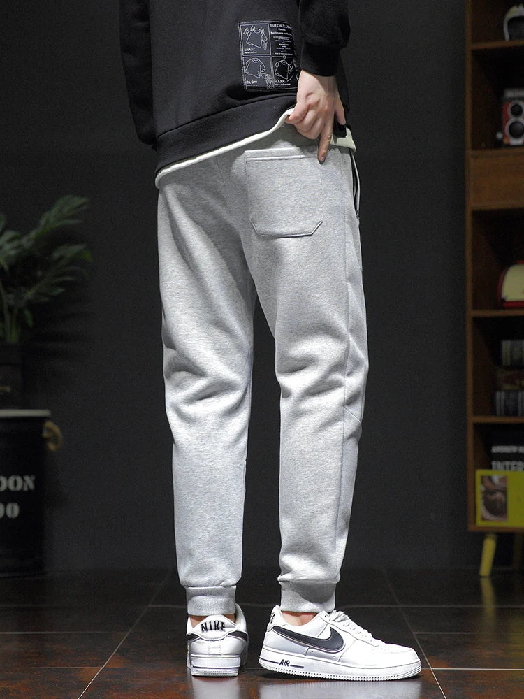 Hehope Autumn New Men's Jogger Pants Big Size Sportswear Zip Pockets Slim Grey Sweatpants Cotton Casual Track Trousers for Men 8XL