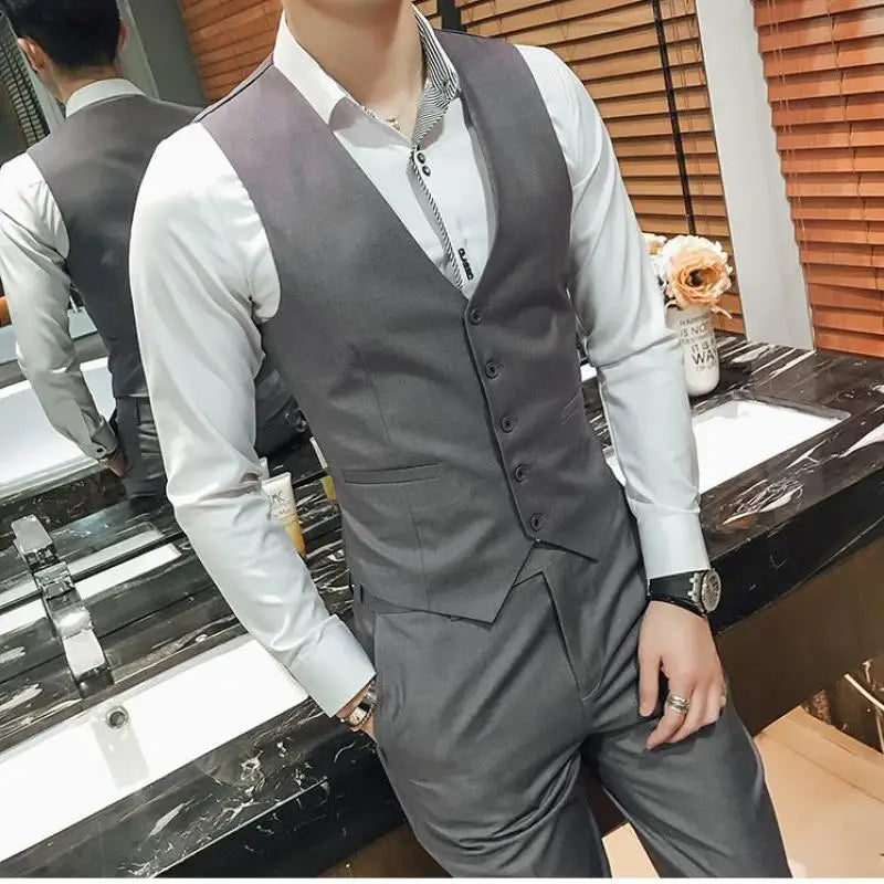 Hehope M-5XL Plus Size Men's Slim Fit Mens Suit Vest Casual Suit Vest Man Formal Businss Vests Male Waistcoat Gilet Homme XXXXXL