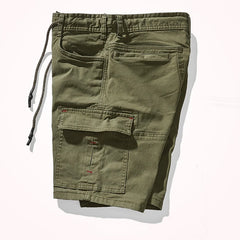 Hehope Summer Army green cargo shorts men's fashion multi-pocket outdoor cotton elastic woven n-style retro casual pants