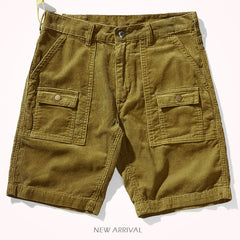 Hehope Japanese retro do old washing clothes men's casual shorts corduroy versatile five-point pants overalls tide