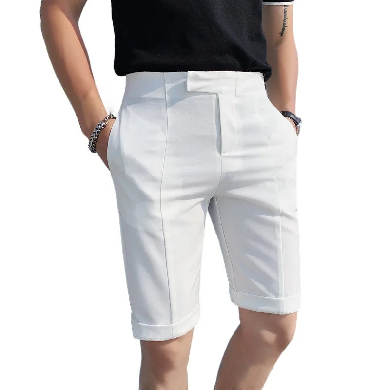 Hehope Mens Suit Shorts Summer New Simple and Versatile Business Fashion Slim Five-point Pants High-quality Mens Clothing Shorts