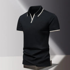 Hehope 2024 Summer Fashion American High Quality All Cotton Thin Lapel Short Sleeve Top Versatile Business and Casual Men's Polo Shirt