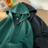 Hehope Zip Hooded Sweatshirt Coat For Men Cotton Hoodie Basic Solid Color Casual Unisex Hoodies Male Clothing