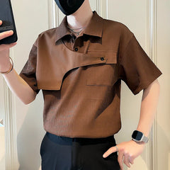 Hehope Chinese Style Solid Color Polo Shirt for Men Short Sleeve Casual Lapel T-shirts High Quality Social Streetwear POLO Tee Tops