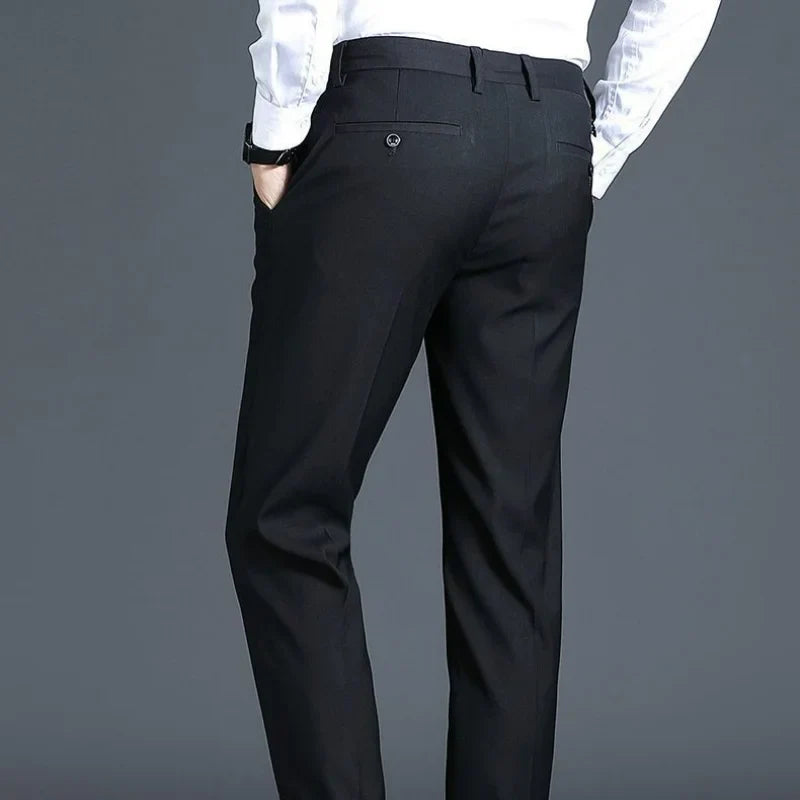 Hehope Business Casual Men Straight Suit Pants Spring Autumn Streetwear Fashion New Male Clothes Social Solid Formal Wear Slim Trousers